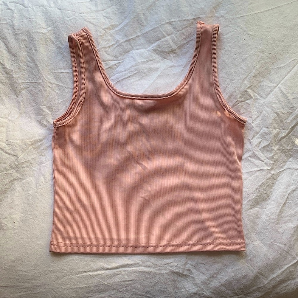 Pink Ribbed Crop Top